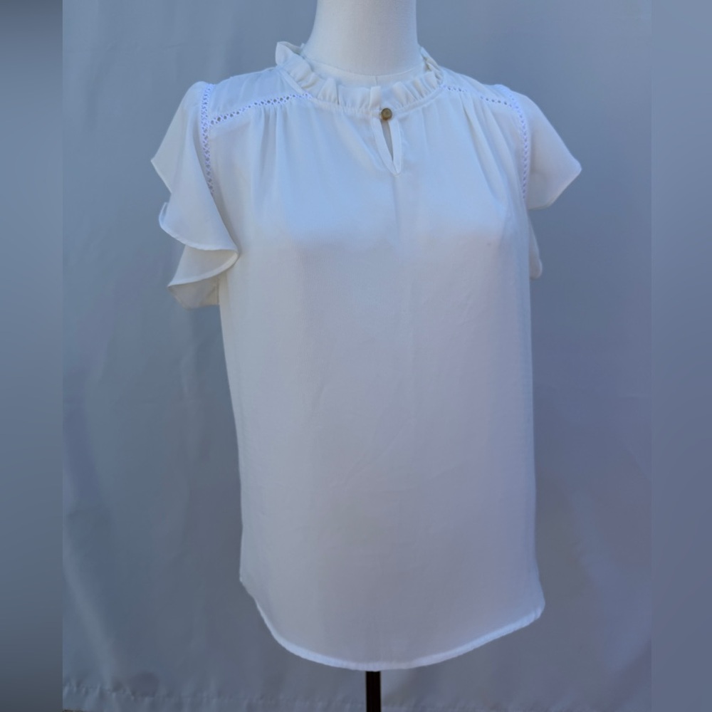 Haute Monde White Ruffle Blouse Bridgerton Gardencore M